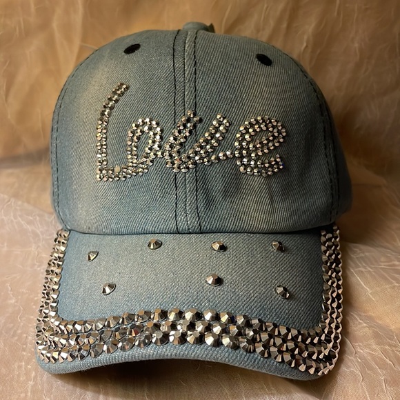 Cruise C Accessories - Denim light blue woman’s baseball cap NWT-says Love in clear stones-Cruise Club